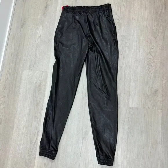 Spanx Leather Like Jogger Size Medium Black High Rise Faux 20364R